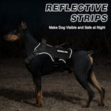 MOOGROU Tactical Service Dog Vest and Leash Set,Heavy Duty Harness with Metal Buckles for Large Dogs,Adjustable No Pull Pet Vest with 10 Patches,for Training Working Hiking,Black L