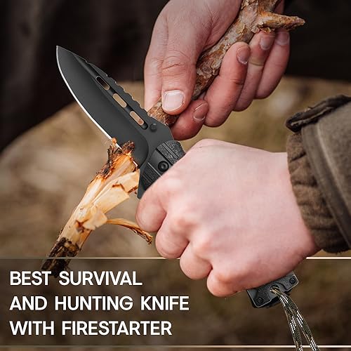 Pocket Knife for Men - Spring Assisted Knife with Fire Starter Whistle Paracord Handle - Tactical Folding Blade - Best for Survival Hiking Hunting Camping - Birthday Gifts Idea for Dad Husband 6772