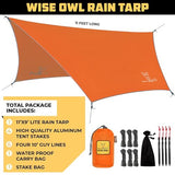 Wise Owl Outfitters Hammock Rain Fly – Waterproof Camping Tarp Cover with Tent Stakes & Carry Bag, Ultralight Shelter for Backpacking & Outdoor Shade
