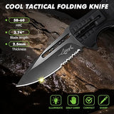 XIPHIAS EDC Stainless Steel Folding Pocket Knife Multitool with LED Light, Magnesium Fire Starter, Whistle, Paracord & Pocket Clip - Survival Camping Gear with Knife Pouch - XK039BC-GREEN