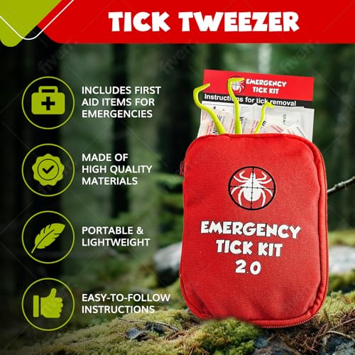 Mega Tick Kit Removal 50pcs Remover Tools for Humans and Dogs - Hiking Gear Tick Puller and Tweezers - First aid kit (1 Set)