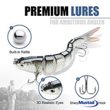 TRUSCEND Easy Catch Swimmax, Magic Noisy Turbulent Wiggling and Vibrating Actions for More Bites, Segmented Swimbait Jointed by Dyneema Strongest Fiber, Lifelike Fishing Lures for Relax Family Fishing