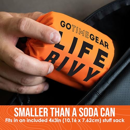 Go Time Gear Emergency Bivvy Bag - 2 Pack, Green - Survival Sleeping Bag for Adults - Lightweight Waterproof Bivy Sack & Emergency Blanket - Compact Camping & Backpacking Gear