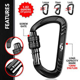 RHINO Produxs 12kN (2697 lbs) Heavy Duty, Locking, Auto Locking, Wiregate Carabiner Clips, for Securing Pets, Outdoor, Camping, Hiking, Hammock, Dog Leash Harness, Keychains