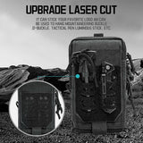 Molle Dual Phone Pouch, Tactical Admin Pouch Small, Heavy Duty Belt 1000D Nylon Small Cell Phone Case Holder, Fits 4.0-6.7 inch Screens, Black (Black)