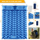 Oramoose Sleeping Pad for Camping 2 Person, Double Camping Pad with Built-in Foot Pump and Pillow, Inflatable 4in Extra-Thick Ultralight Air Mattress for Backpacking, Hiking, Travel, Tent, Car, Gift