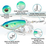 TRUSCEND Top Water Fishing Lures with BKK Hooks, Whopper for Freshwater or Saltwater, Floating Lure Bass Catfish Pike, Wobble Surface Bait Teasers Gifts Men