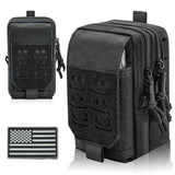 Molle Dual Phone Pouch, Tactical Admin Pouch Small, Heavy Duty Belt 1000D Nylon Small Cell Phone Case Holder, Fits 4.0-6.7 inch Screens, Black (Black)