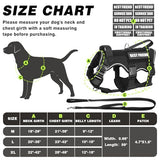 MOOGROU Tactical Service Dog Vest and Leash Set,Heavy Duty Harness with Metal Buckles for Large Dogs,Adjustable No Pull Pet Vest with 10 Patches,for Training Working Hiking,Black L