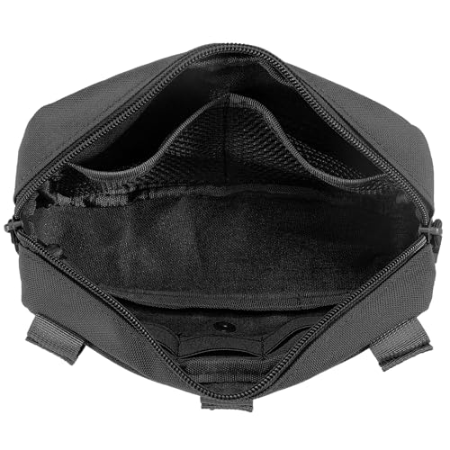 FRTKK Tactical Molle Admin Pouch Utility Laser Cut EDC Tool Pouch Bag Horizontal Modular Pouches Include US Flag Patch and Keychain (Black)