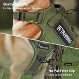 Petmolico Tactical Dog Harness with Leash, No Pull Dog Harness with Hook and Loop Panels for Hiking Training Military Service Dog Harness with Patches for Medium Dogs, Army Green M