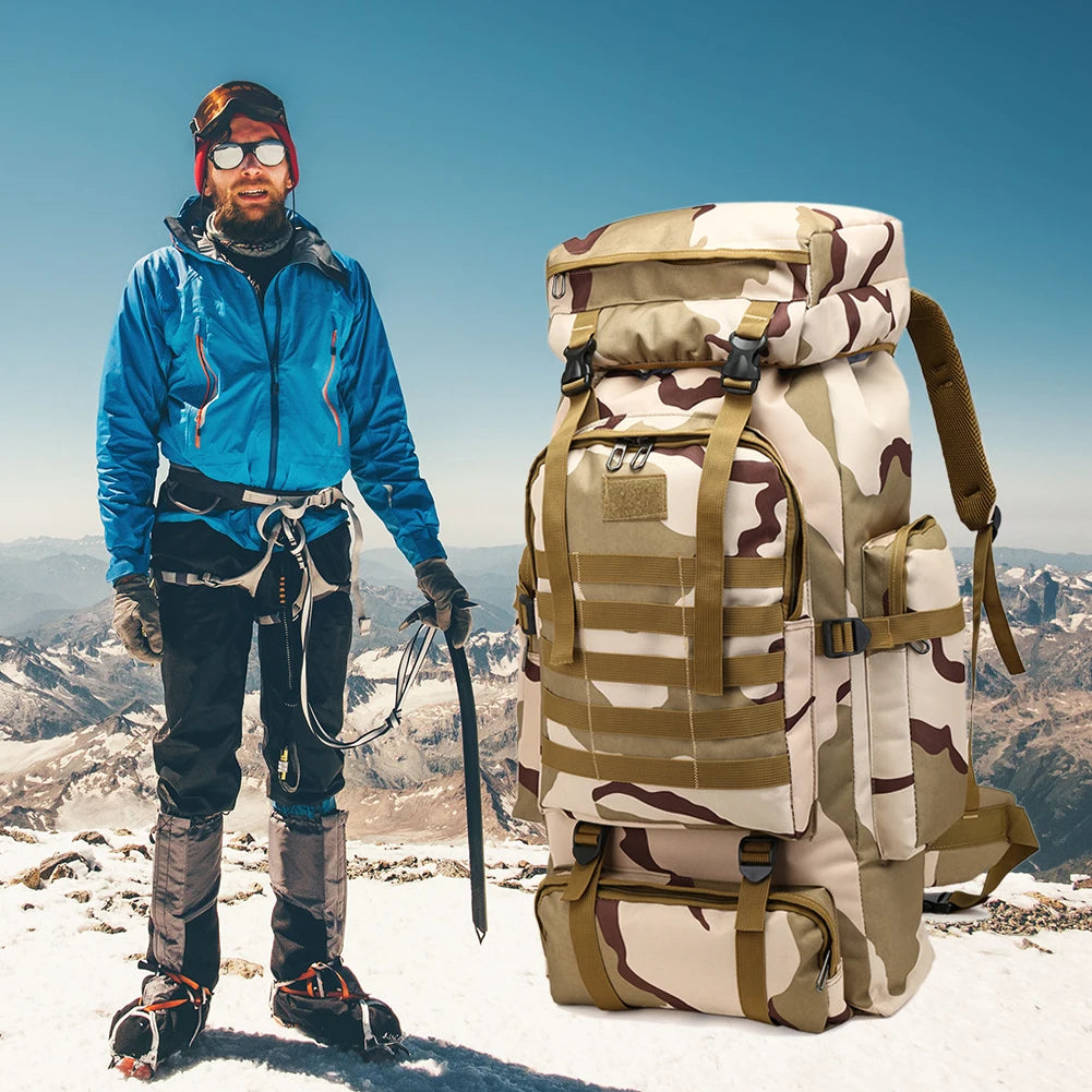 80L/600D Hiking Camping Backpack Mountaineering Bag Climb Bag Tactical Backpacks arge Backpack Waterproof Climbing Rucksack