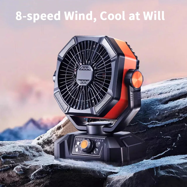 Radiator Fan 20000mAh Battery Camping Fan 4 LED Lantern 8 Speeds Desk ...