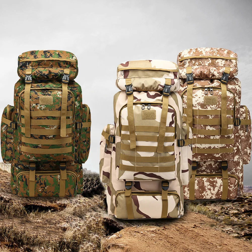 80L/600D Hiking Camping Backpack Mountaineering Bag Climb Bag Tactical Backpacks arge Backpack Waterproof Climbing Rucksack