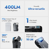WUBEN G5 Rechargeable EDC Flashlight, 400 Lumens Dual Light Sources Mini Flashlight with RGB Light, Portable Pocket Flashlights