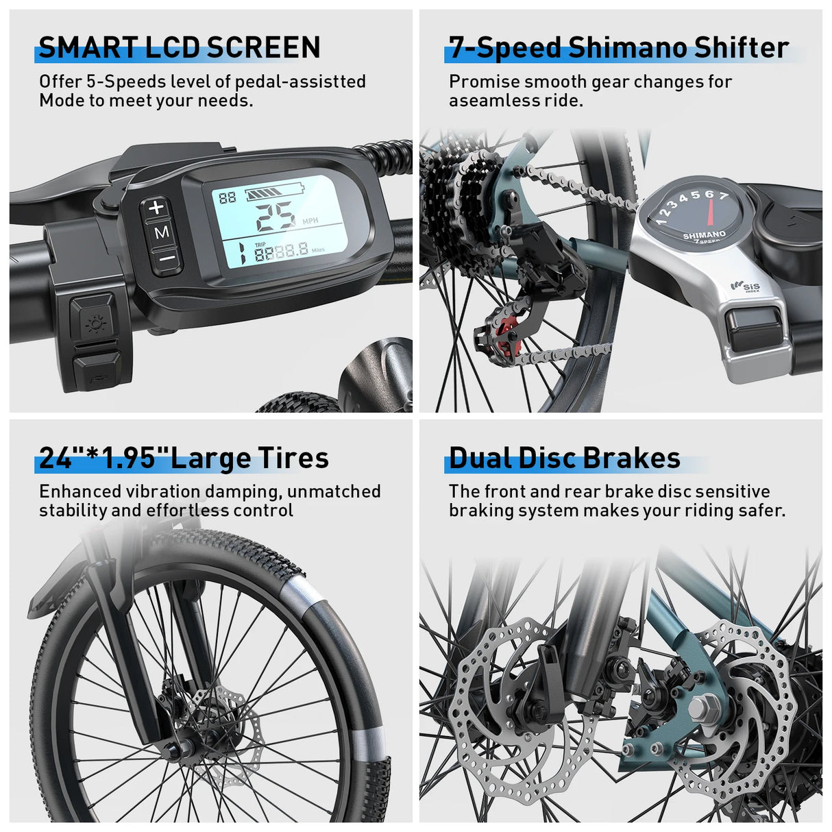 Adults Electric Bicycle, 26" 24" Electric Mountain Bike with 36V Battery Peak 500W Motor,21 Speed Ebike Electric Bike for Adults