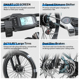 Adults Electric Bicycle, 26" 24" Electric Mountain Bike with 36V Battery Peak 500W Motor,21 Speed Ebike Electric Bike for Adults