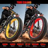 Electric Bike Adults 26" Fat Tire 1500W Peak Motor Electric Bicycle 34Mph Mountain E Bike 60Mile Range 48V 15AH Electric Bike